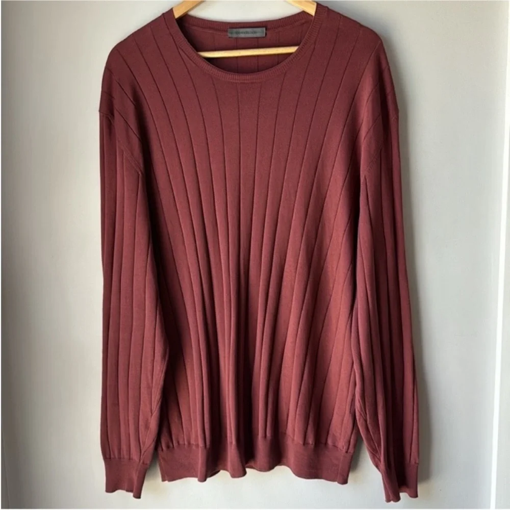 Corneliani Cotton Jumper Sweater Raised Rib Burgundy